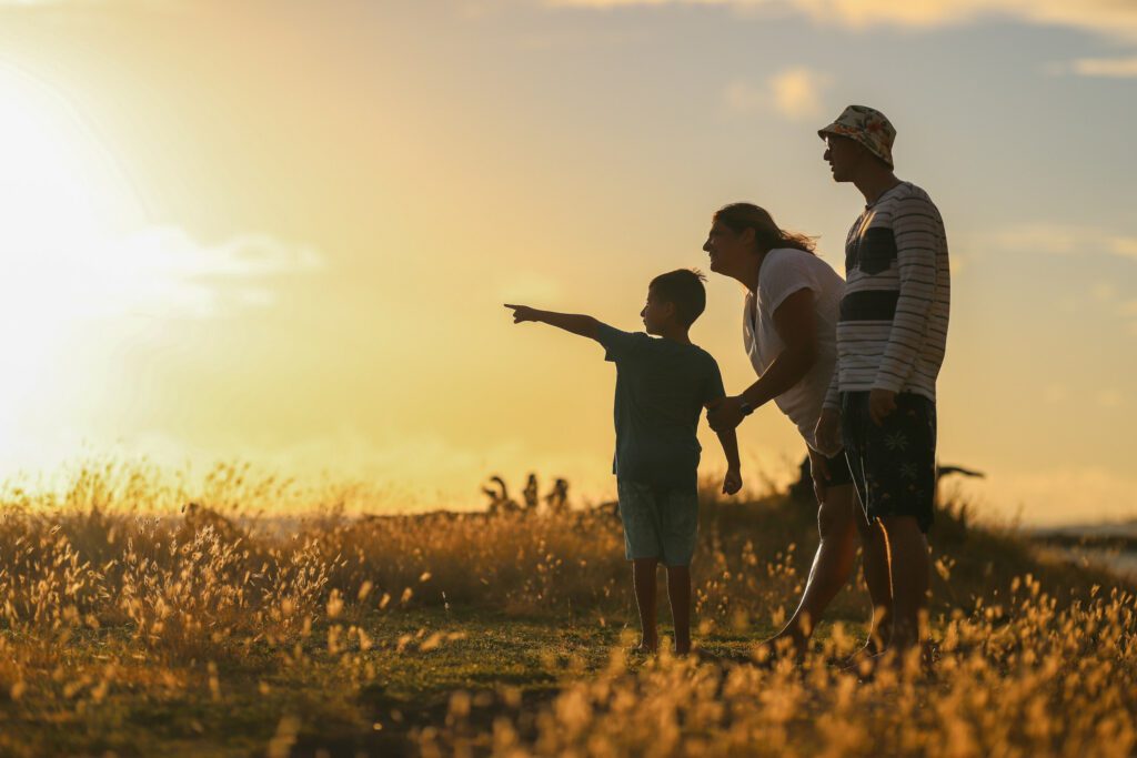 People standing in a field