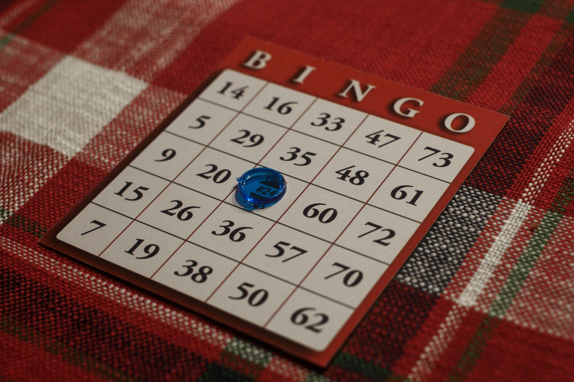 Bingo card with the center chip placed